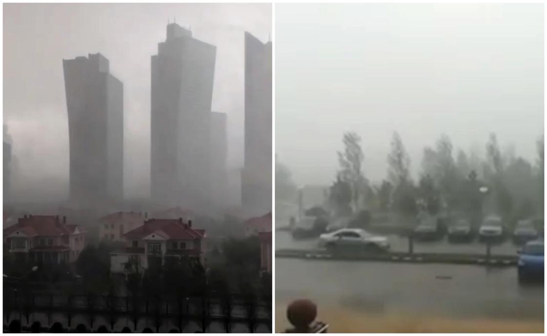 Страшный ураган бушует в Астане (фото, видео)