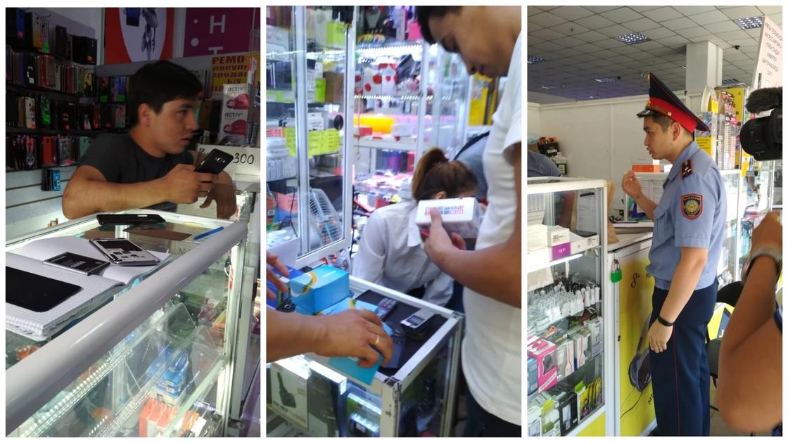 Полицейские ищут украденные телефоны на рынке «Артем» в Астане (фото, видео)