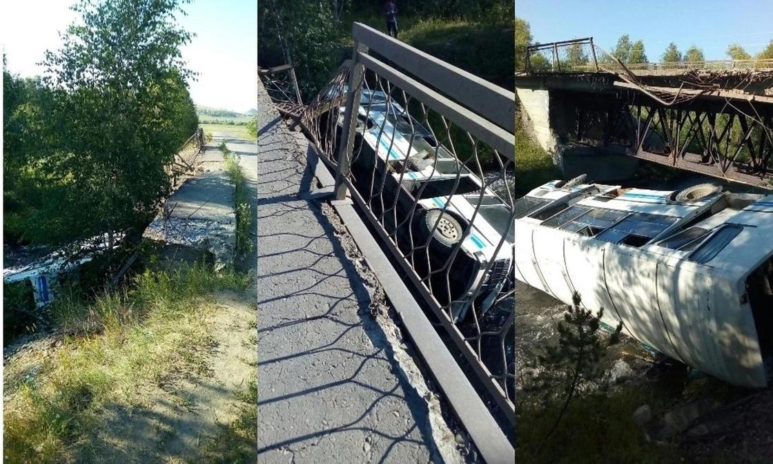 Автобус с людьми упал с моста в Риддере