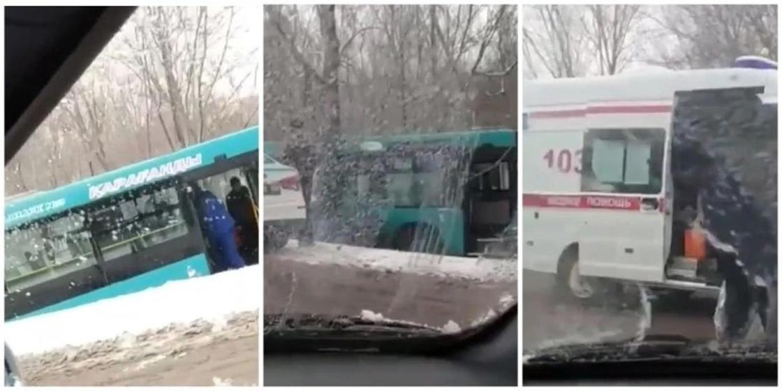 Пассажирский автобус вылетел в кювет в Караганде