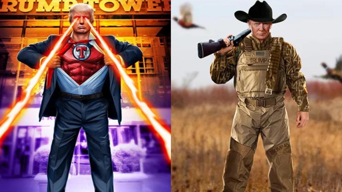 Дональд Трамп в образах супергероя и охотника