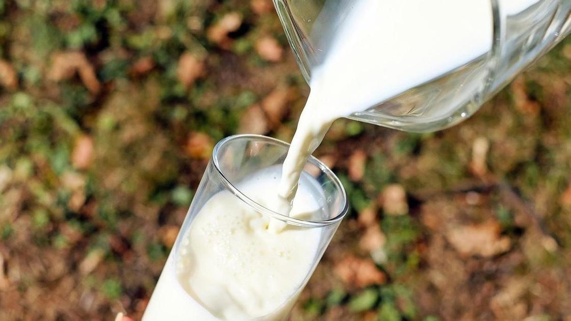 Молоко наливают в стакан
