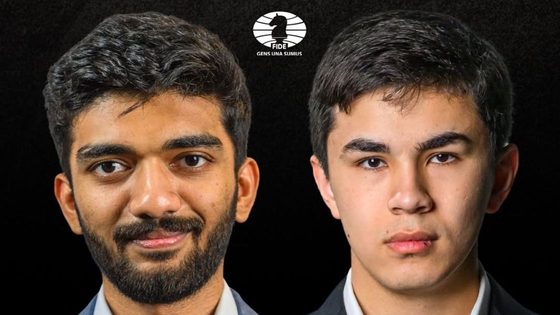 Шахматисты Гукеш Доммараджу и Жавохир Синдаров (слева направо)
