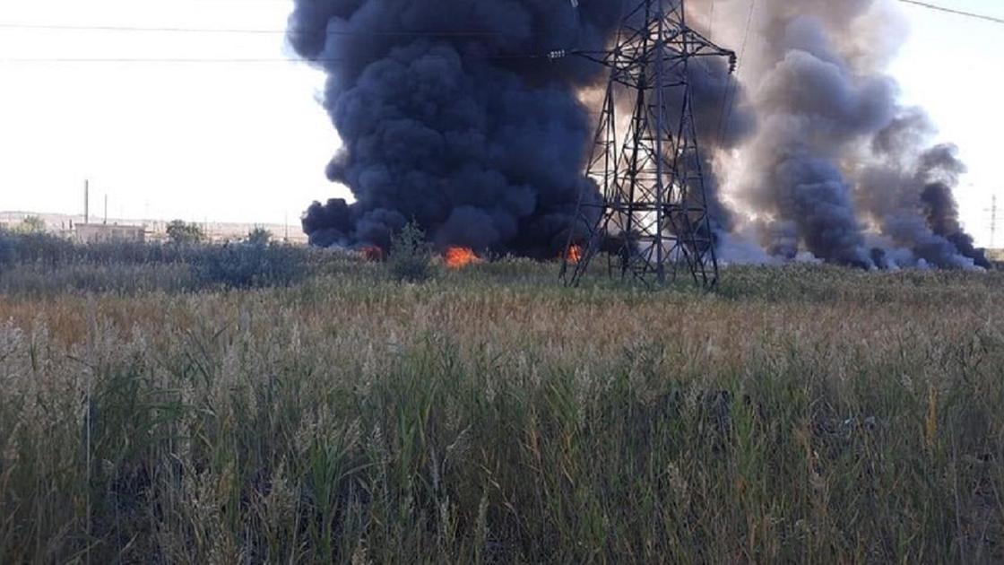 Пожар возле ТЭЦ в Шахтинске