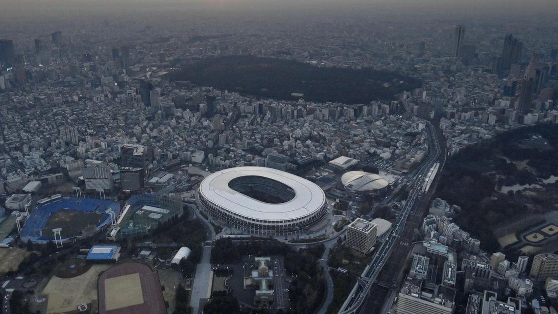 Национальный стадион в Токио, вид с высоты