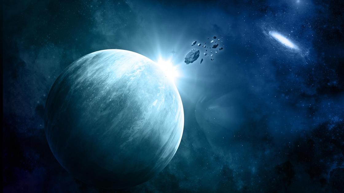Изображение планеты Уран и других космических объектов