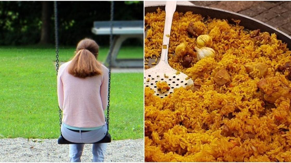 плов и девушка на качели плов и девушка на качели