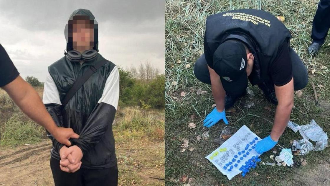 Задержанный и найденые при досмотре вещества