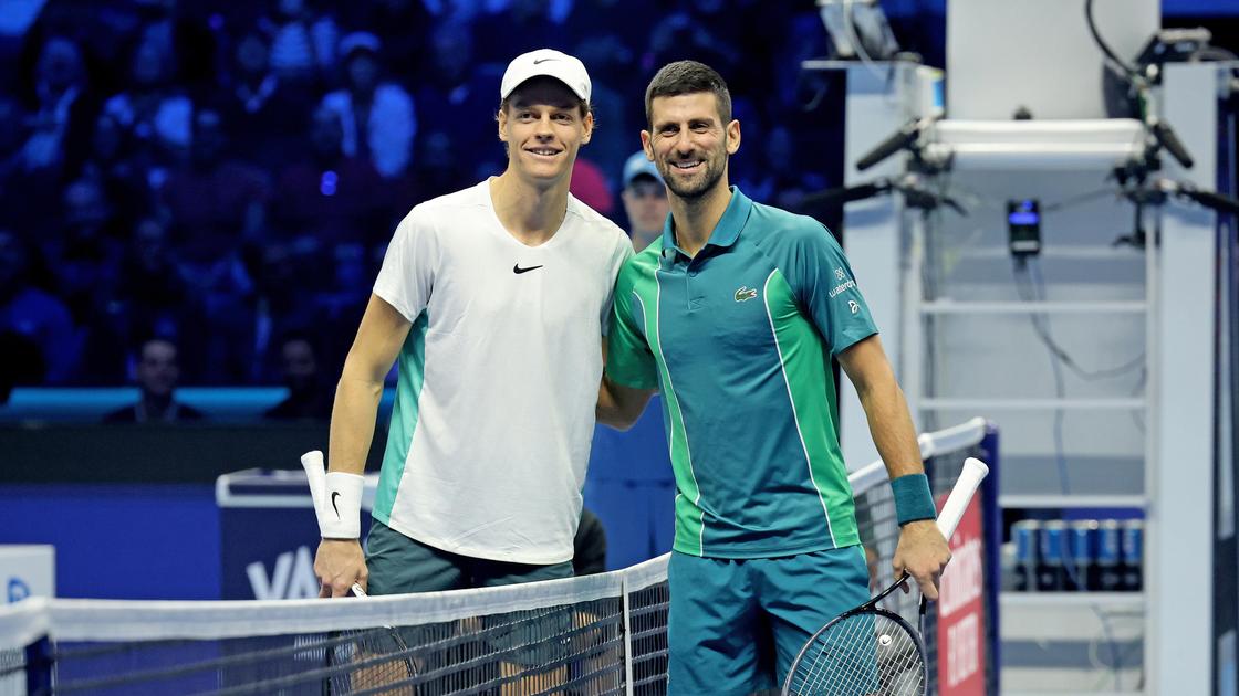 Итальянский и сербский теннисисты Янник Синнер и Новак Джокович (слева направо)