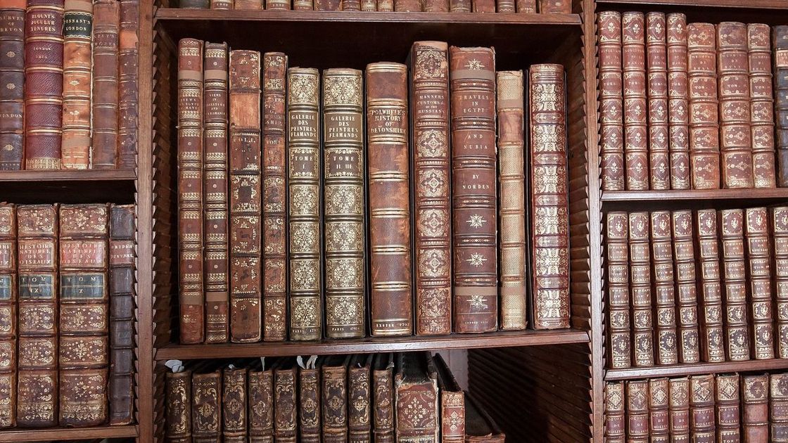 Тома книг на полках