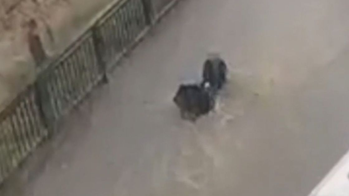Женщину уносит потоком воды в Турции