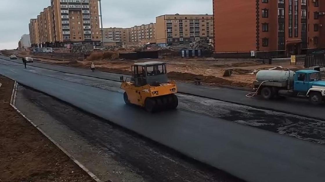 Строительство дороги в Актобе