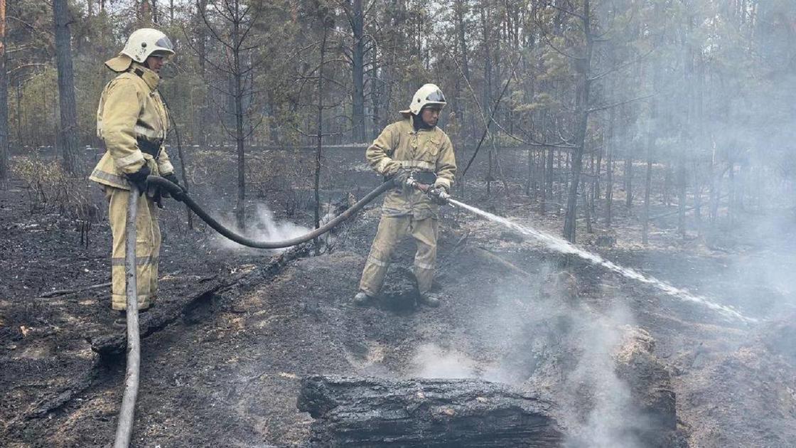 Пожарные тушат возгорание