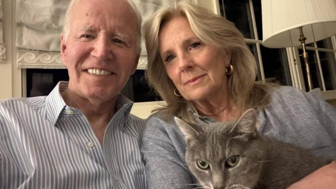 Джо Байден с супругой и кошкой