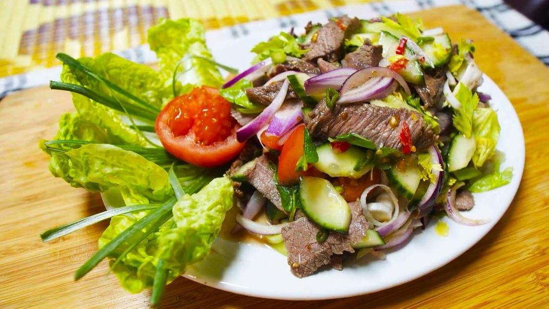 Салат Тайский с говядиной – рецепт с фото пошагово