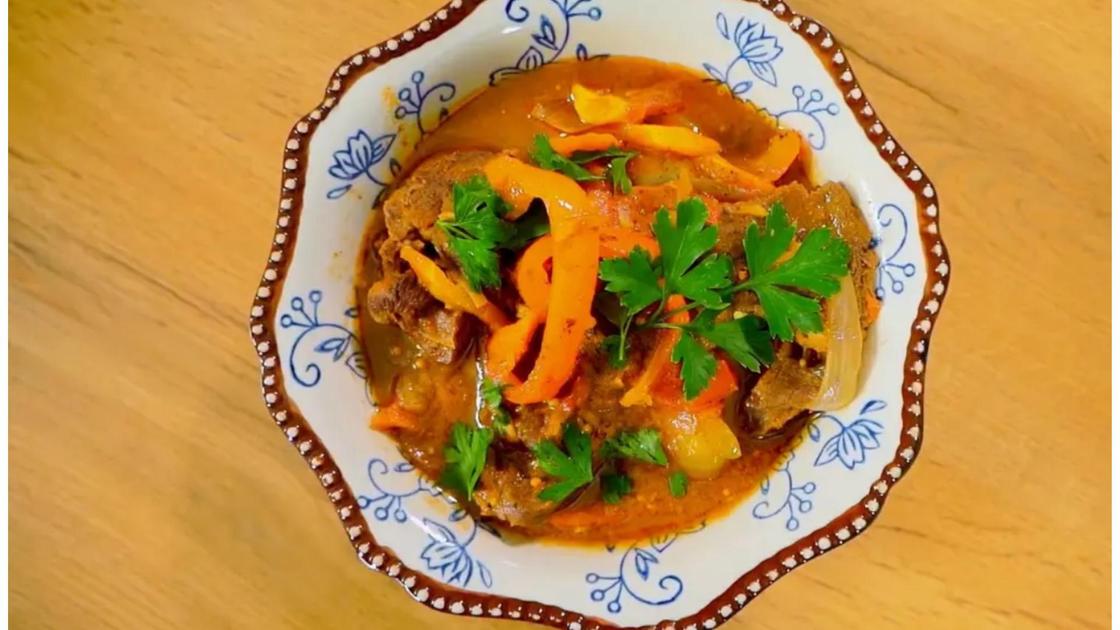 Көкөністремен бұқтырылған жылқы еті. Скриншот