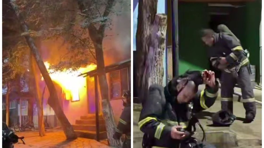 Пожарные тушат пожар