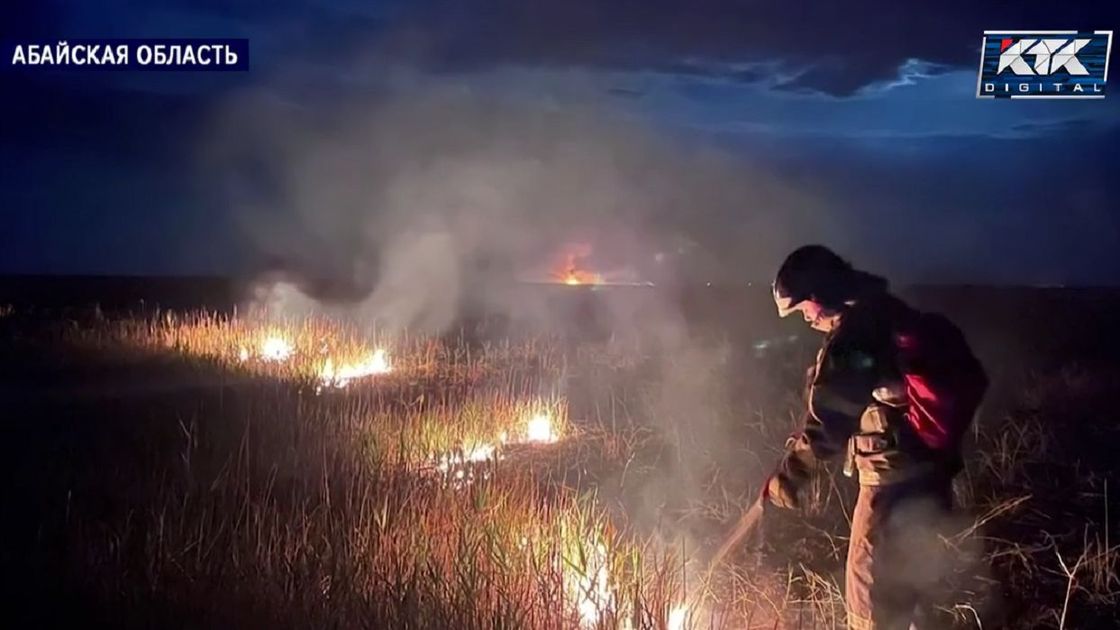 Пожарные тушат пожар