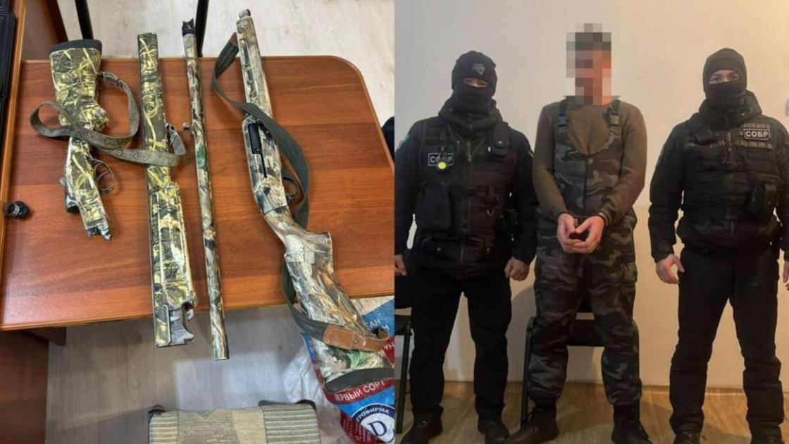 Похищенное оружие и подозреваемый в краже