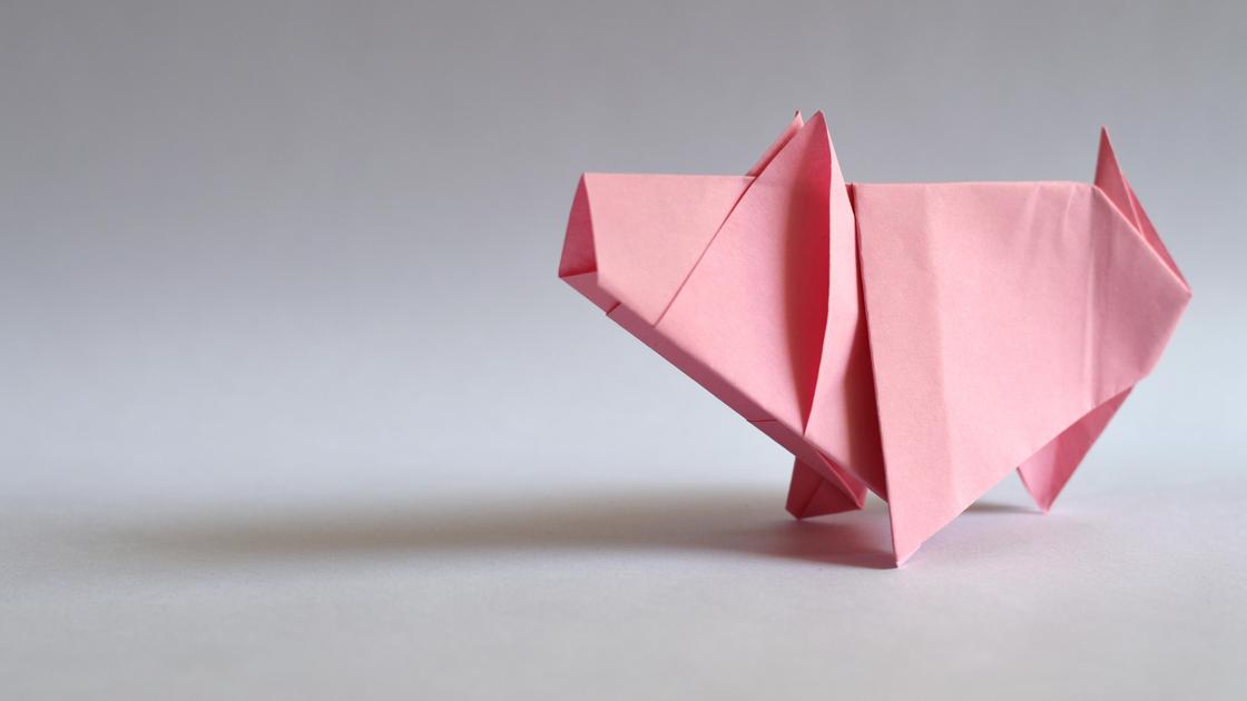 Оригами розового цвета