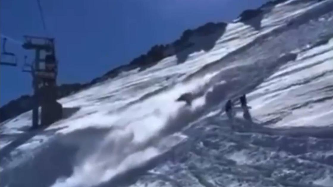 Снежная лавина сходит на "Шымбулаке"