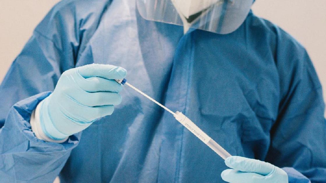 Медик держит в руках тест на коронавирус