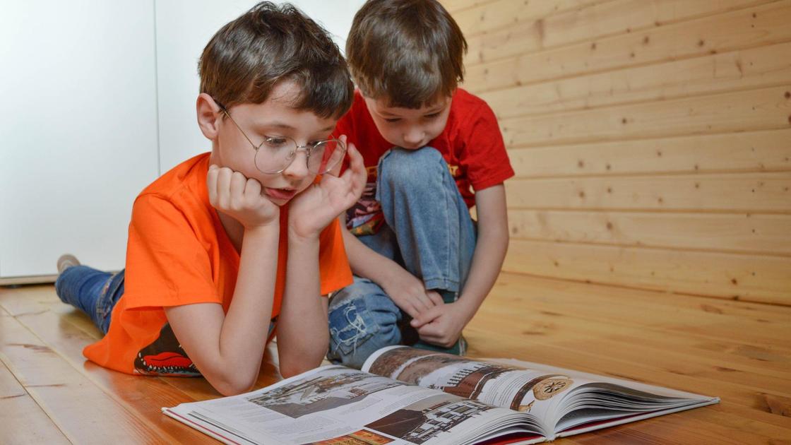 Мальчики читают книгу