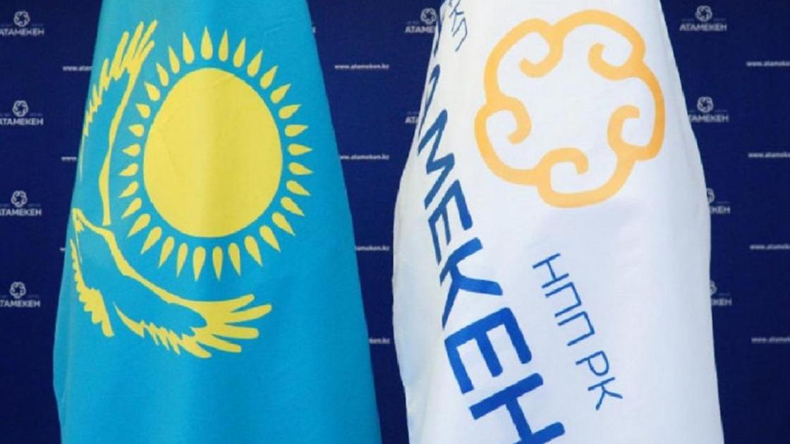 Государственный флаг Казахстана и флаг НПП "Атамекен"