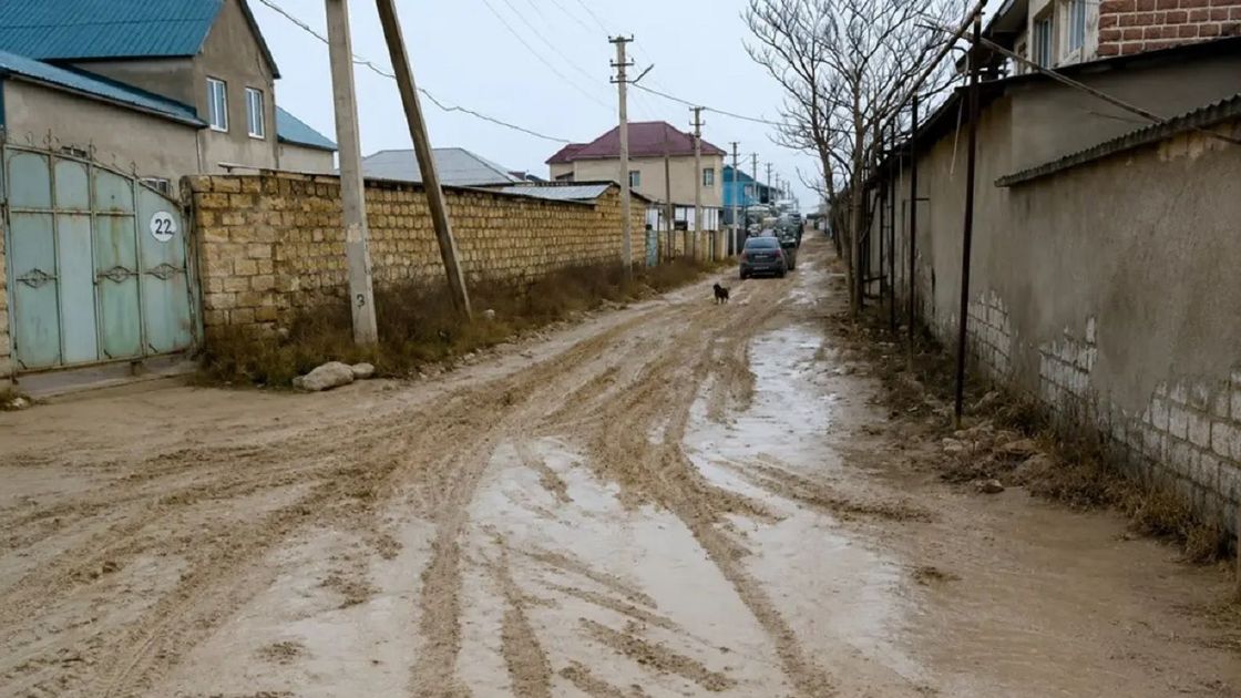 Дорога в селе Атамекен