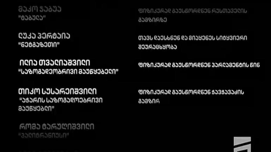 Имена пострадавших журналистов на экране каналов