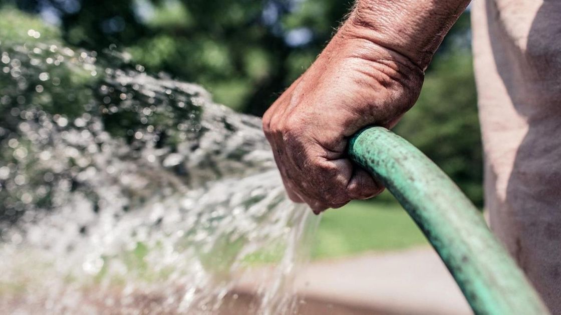 Бақша суғарып жатқан ер адам