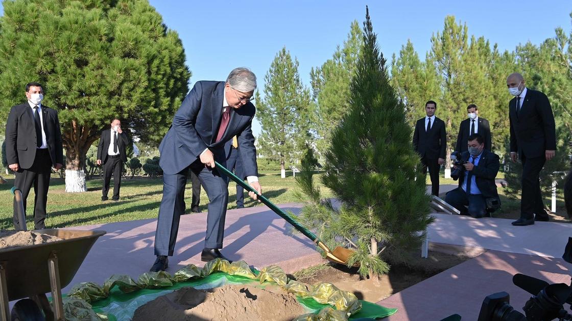 Токаев посадил дерево на аллее почетных гостей в Ашхабаде