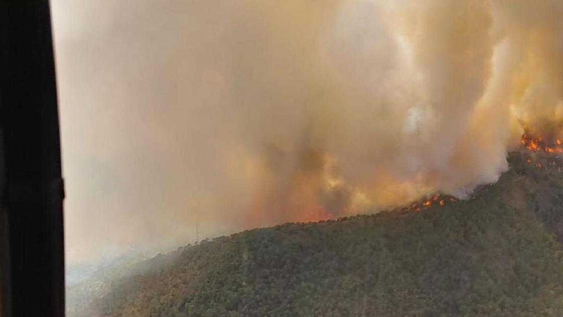 Пожар в горах на юге Испании.