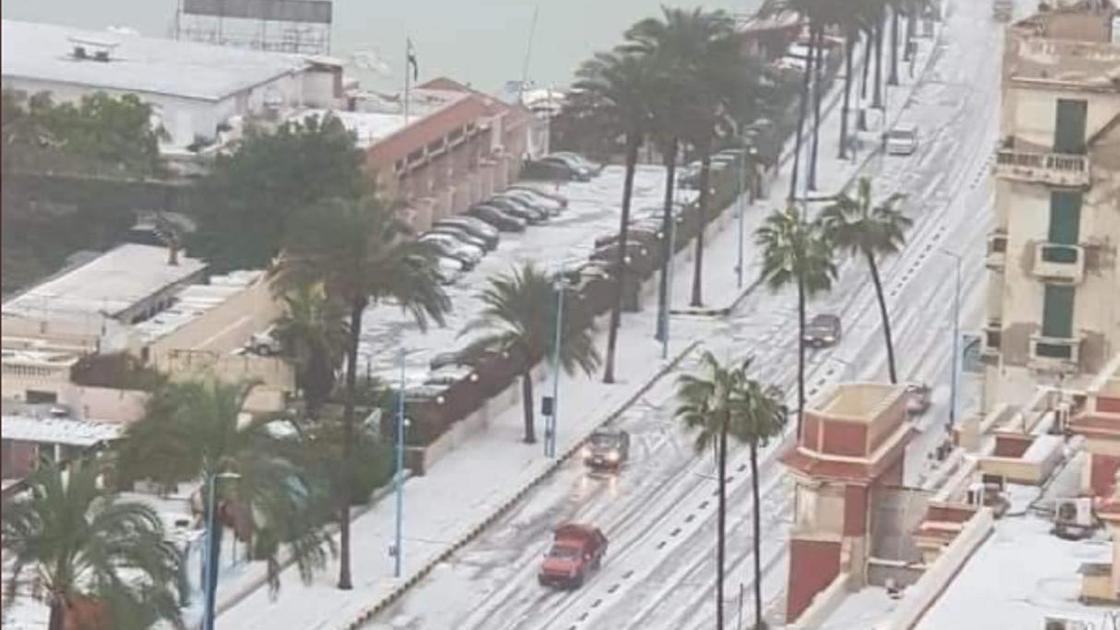 Снег выпал в Александрии.
