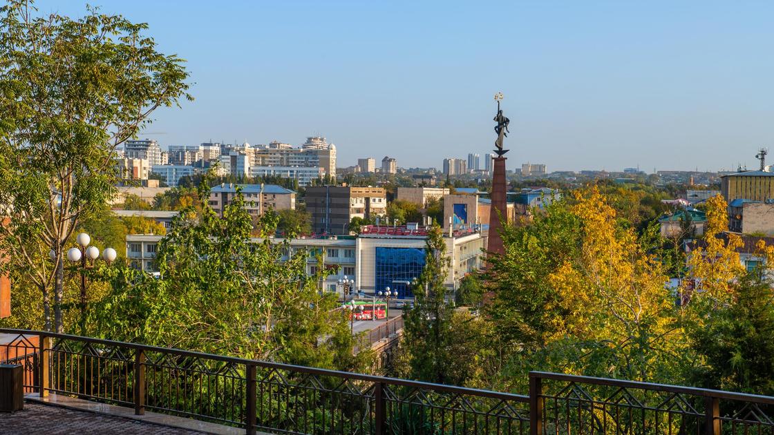 Вид на Шымкент и Монумент Независимости