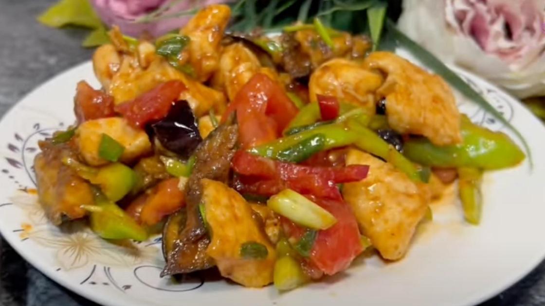 Баклажан мен тауық етінен салат. Скриншот