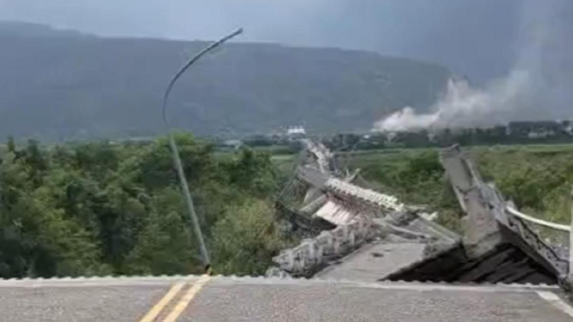 Разрушенная дорога на Тайване
