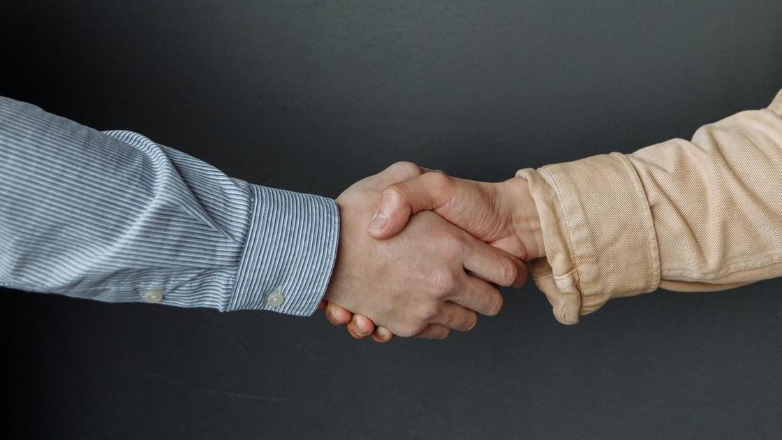 Два человека пожимают друг другу руки