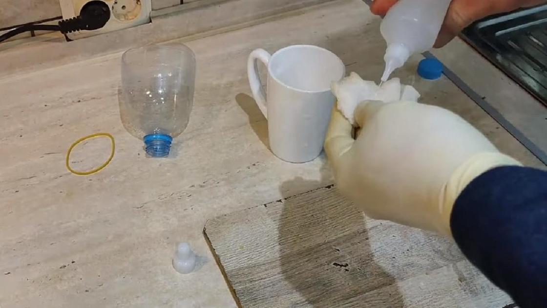 Обработка чашки перекисью водорода