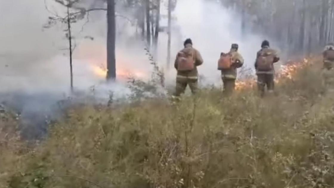 Пожарные тушат пожар