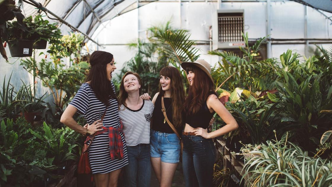 Четыре девушки в оранжерее