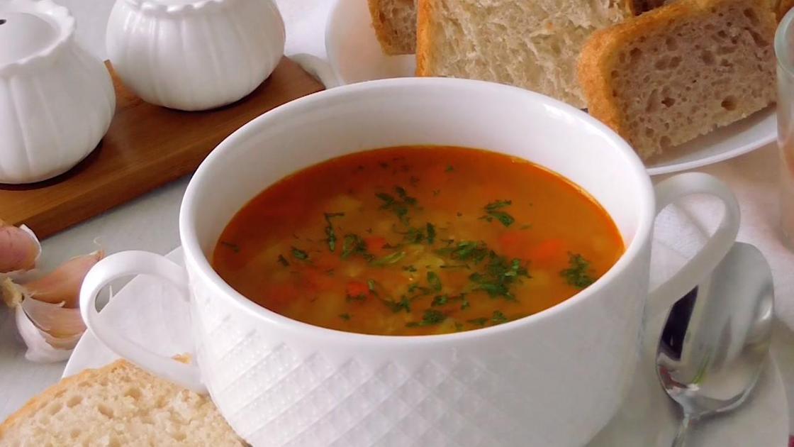 Red lentil soup in a bowl