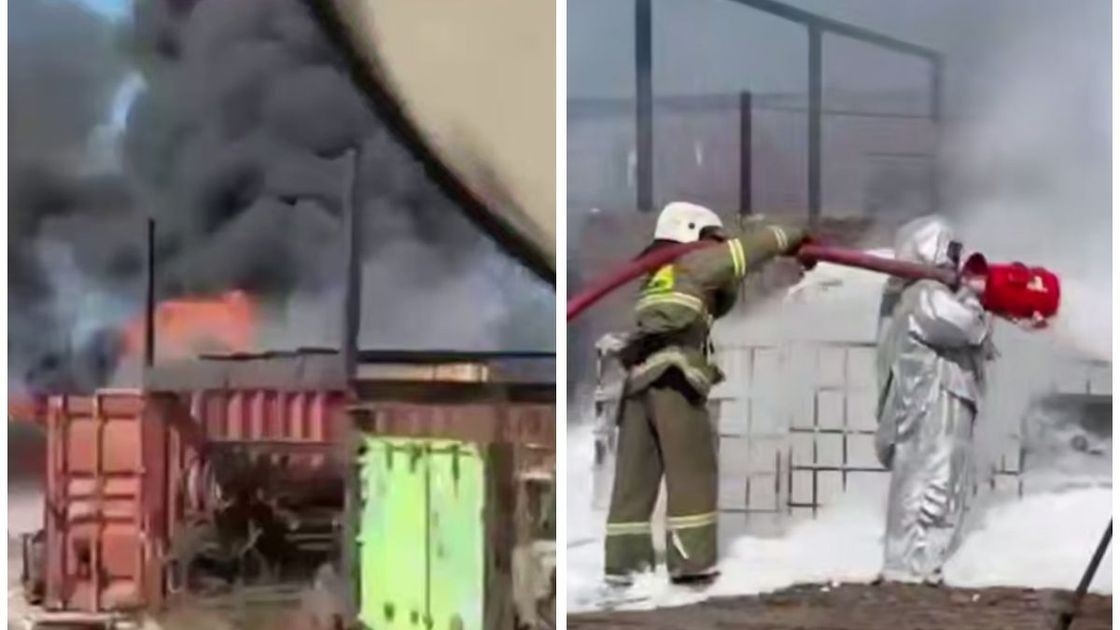 Пожарные тушат пожар