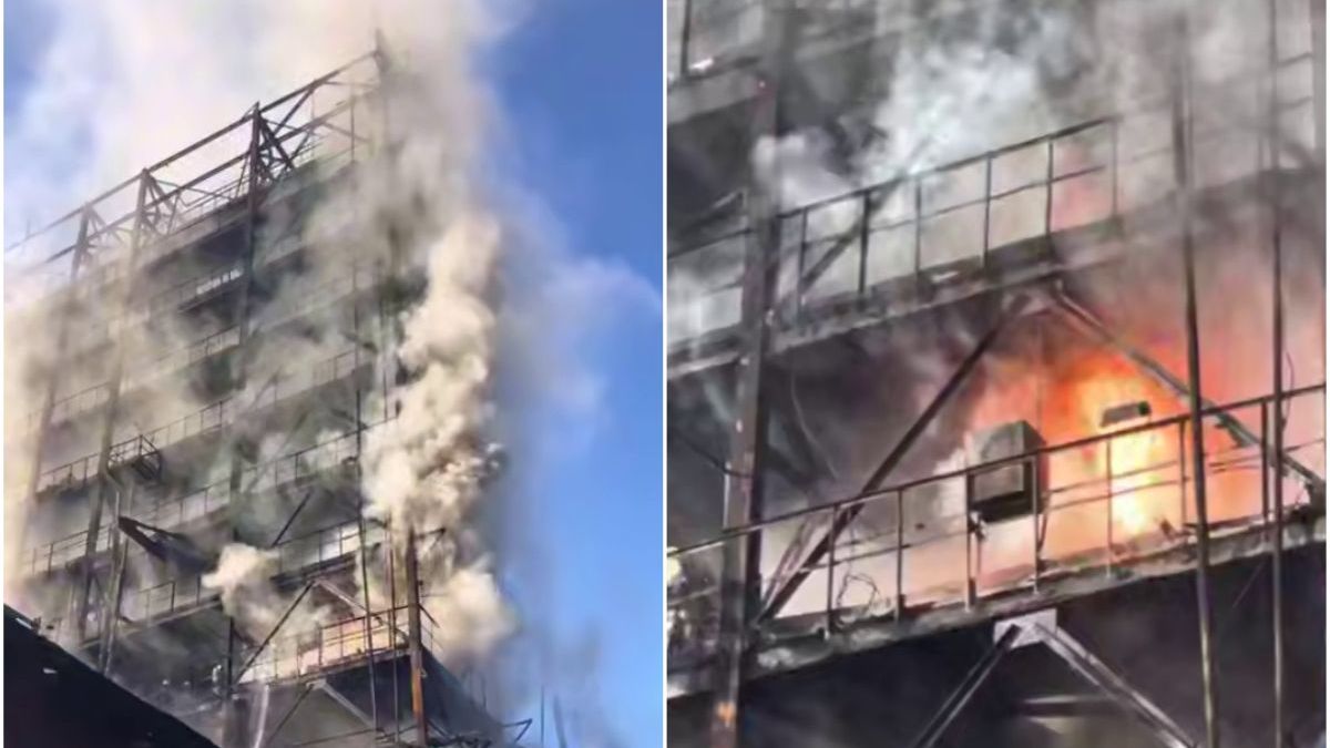 Пожарные тушат пожар