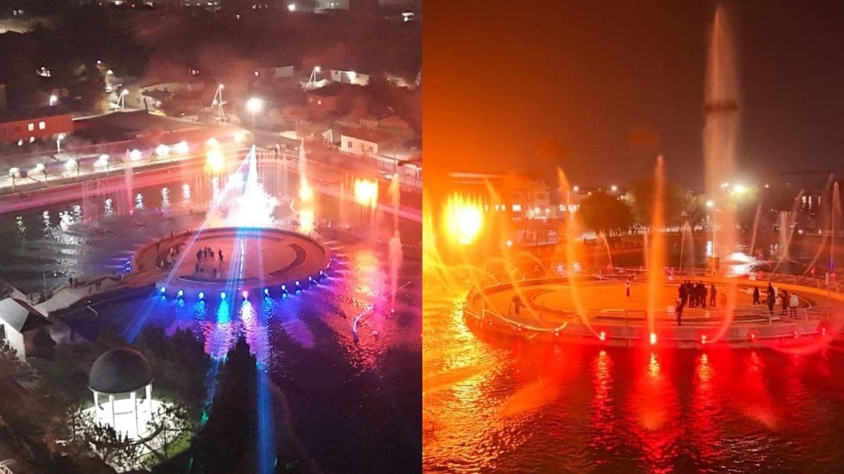 Запуск современного музыкально-огненного фонтана