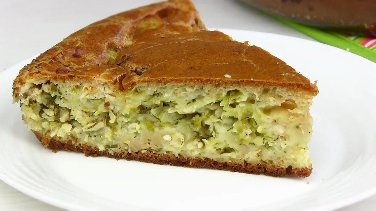 Рецепт: Пирог с капустой - заливной пирог из майонезно-сметанного теста!