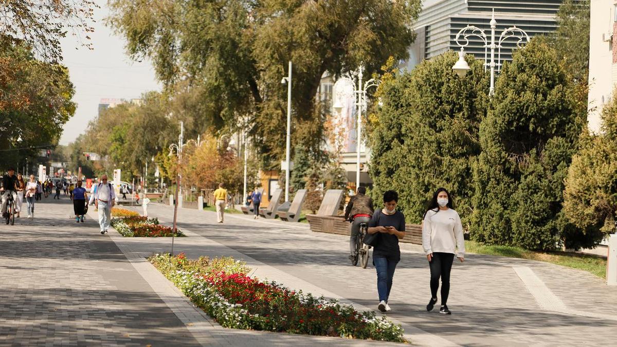 Люди в масках гуляют по городу