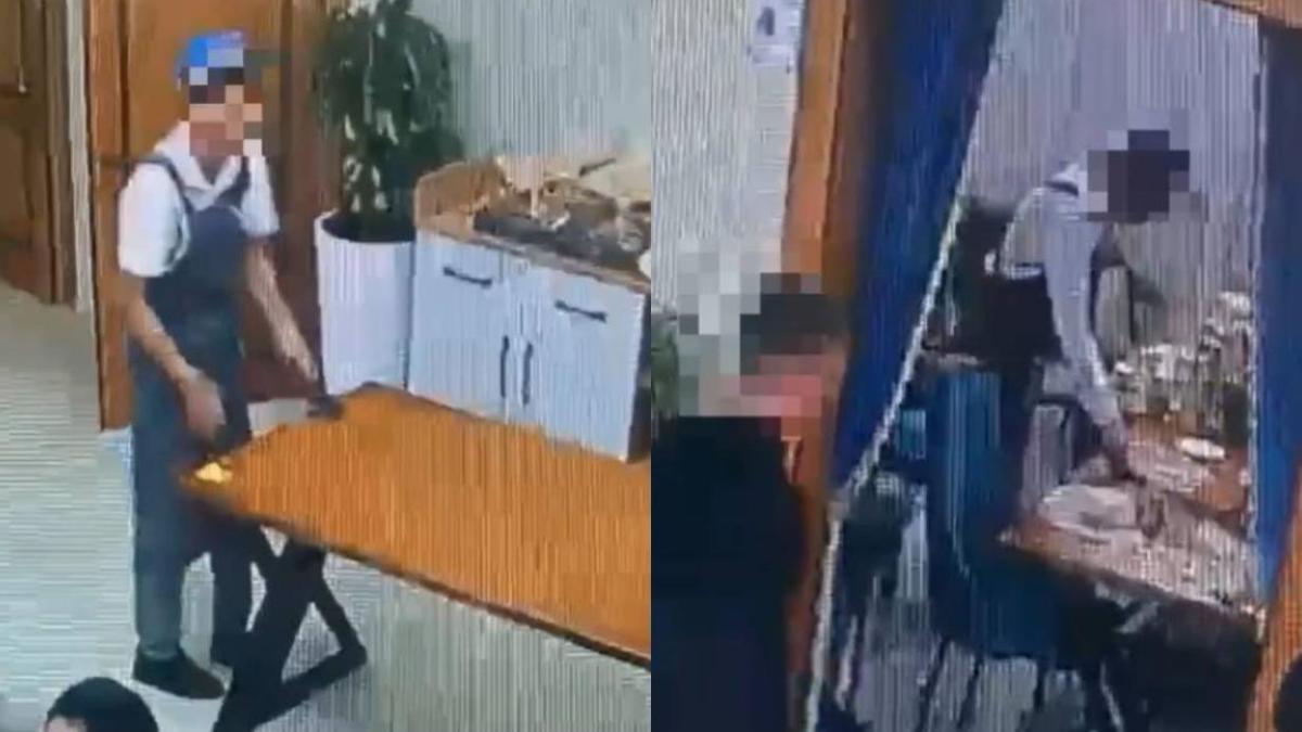 Момент кражи телефона в кафе Момент кражи телефона в кафе