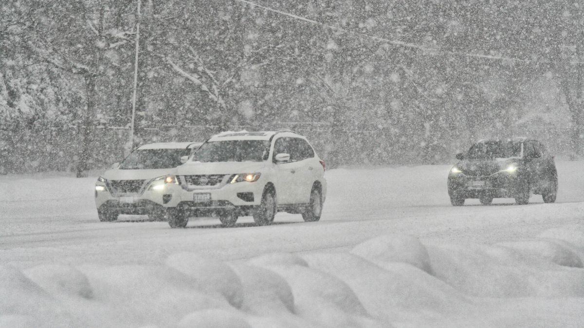 Машины едут в метель