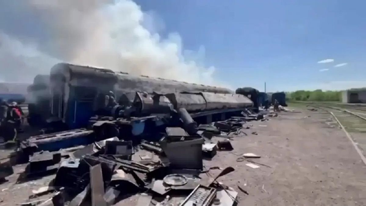 Загоревшиеся вагоны